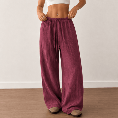 Women’s Drawstring Elastic Waist Wide Leg Trousers