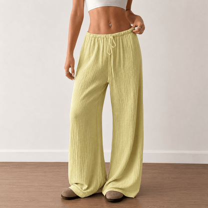 Women’s Drawstring Elastic Waist Wide Leg Trousers