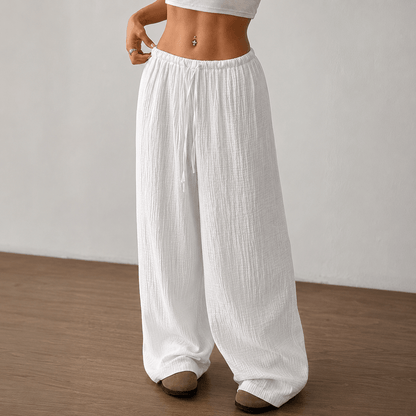 Women’s Drawstring Elastic Waist Wide Leg Trousers