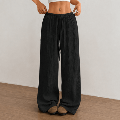 Women’s Drawstring Elastic Waist Wide Leg Trousers