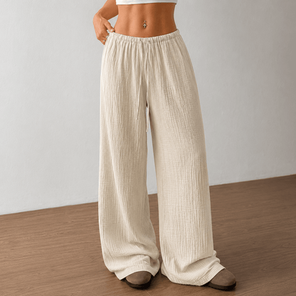 Women’s Drawstring Elastic Waist Wide Leg Trousers