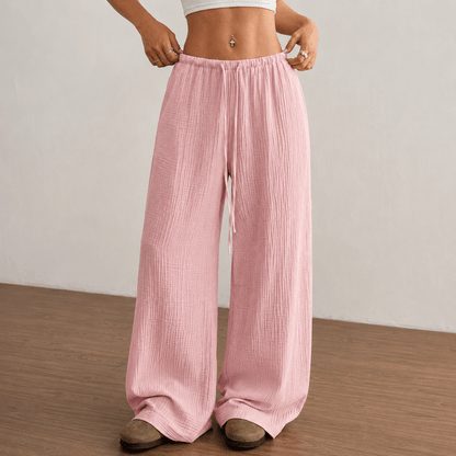 Women’s Drawstring Elastic Waist Wide Leg Trousers
