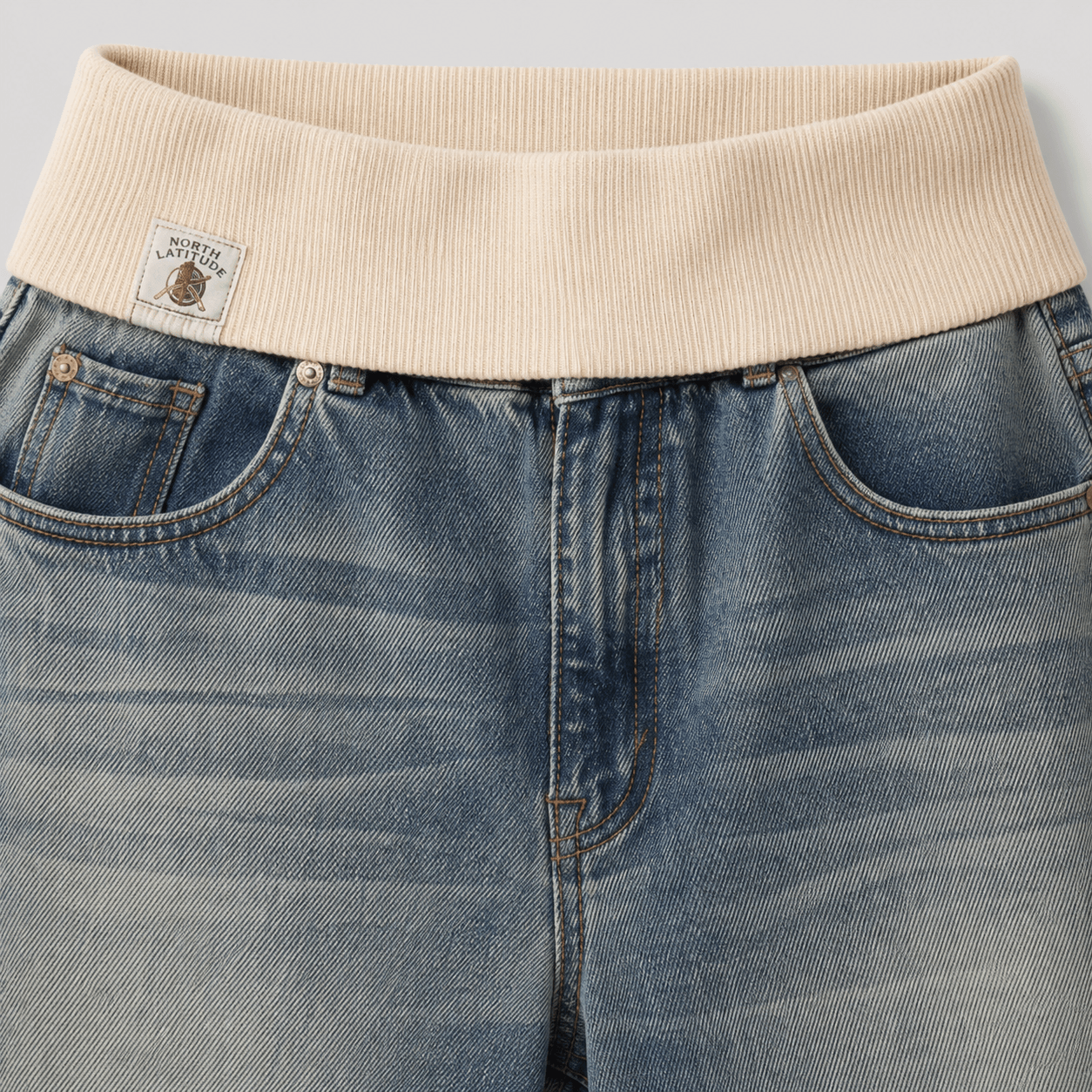 Women’s Grey Elastic Waist Wide Leg Baggy Jeans