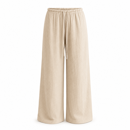 Women’s Drawstring Elastic Waist Wide Leg Trousers