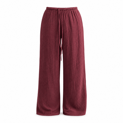 Women’s Drawstring Elastic Waist Wide Leg Trousers