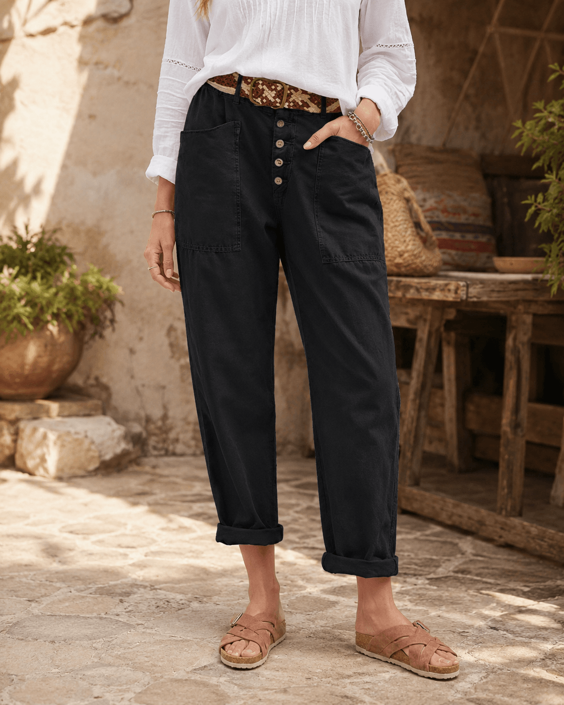 Women’s High Waist Tapered Casual Trousers