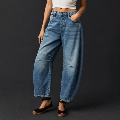 Women’s High Waist Barrel Leg Jeans Relaxed Fit Denim