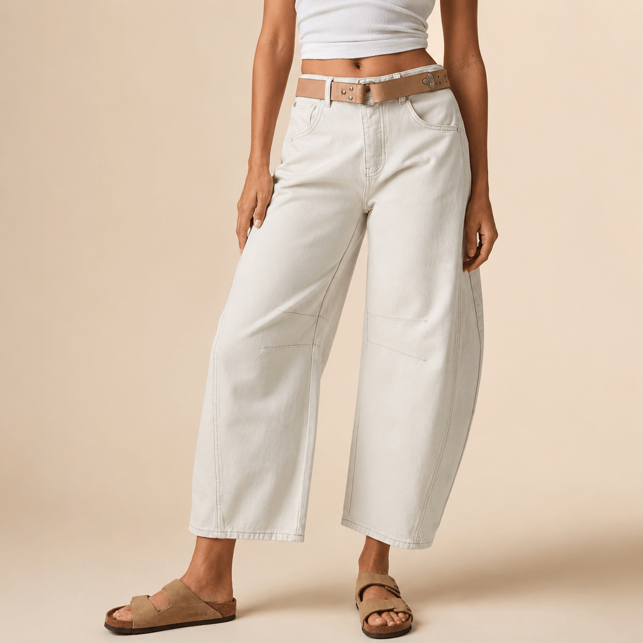 Women’s High Waist Barrel Leg Jeans Relaxed Fit Denim