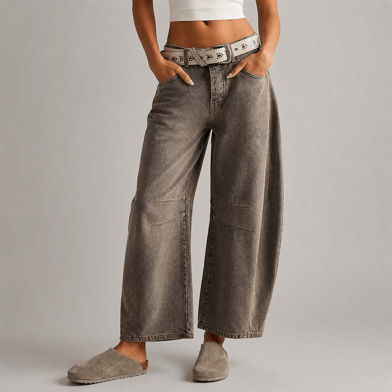 Women’s High Waist Barrel Leg Jeans Relaxed Fit Denim