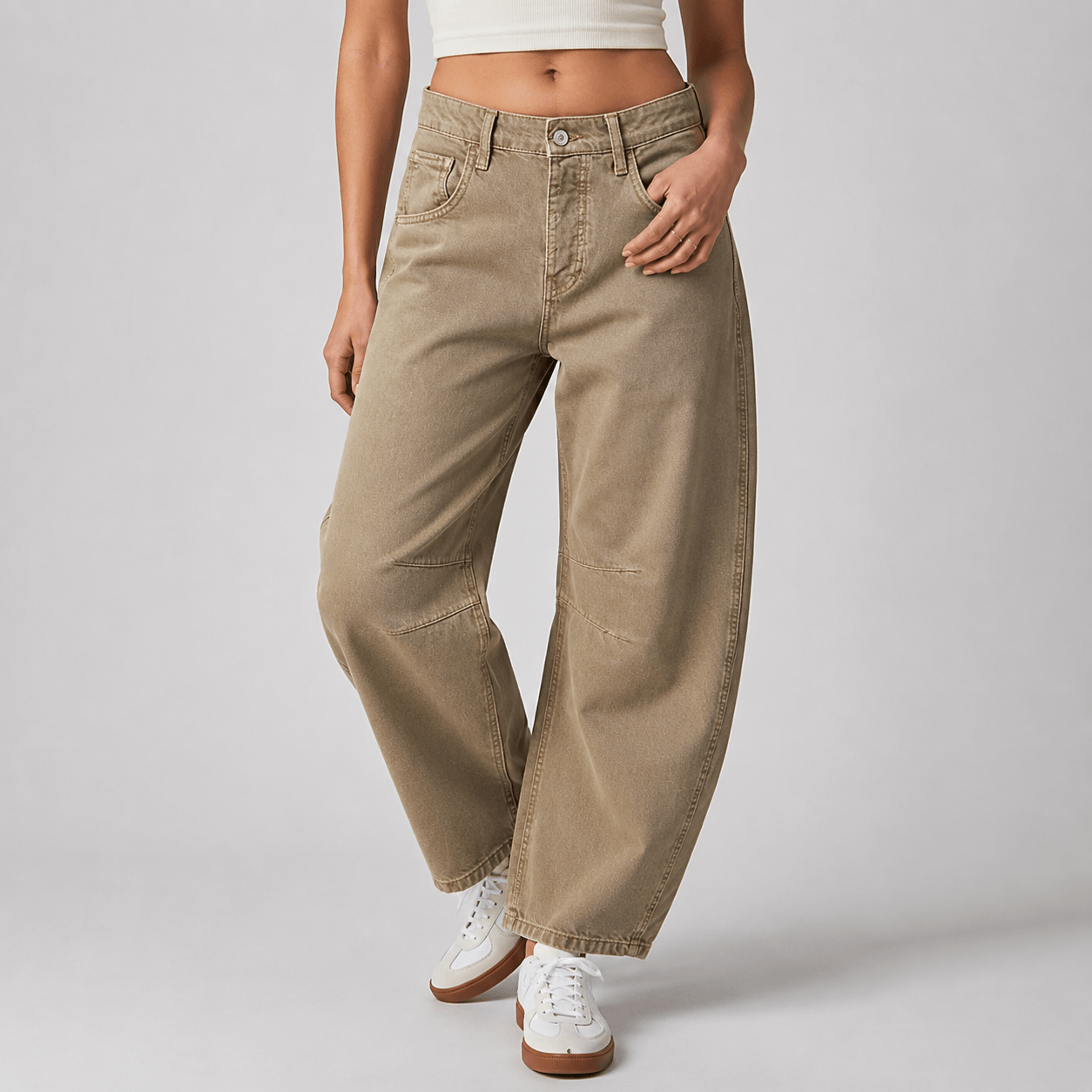 Women’s High Waist Barrel Leg Jeans Relaxed Fit Denim