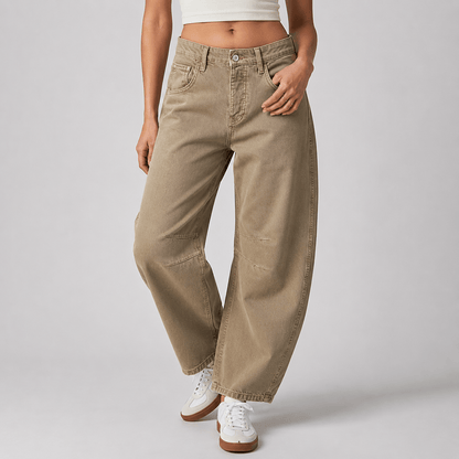 Women’s High Waist Barrel Leg Jeans Relaxed Fit Denim