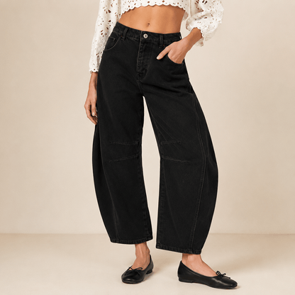 Women’s High Waist Barrel Leg Jeans Relaxed Fit Denim