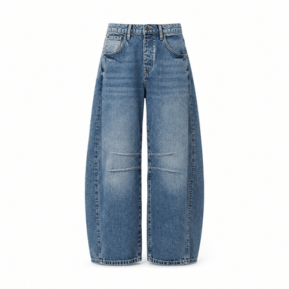 Women’s High Waist Barrel Leg Jeans Relaxed Fit Denim