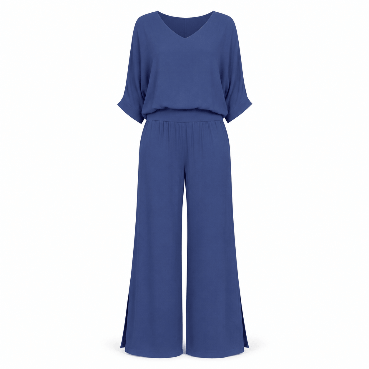 Women’s V-Neck Two Piece Co-Ord Set with Wide Leg Trousers
