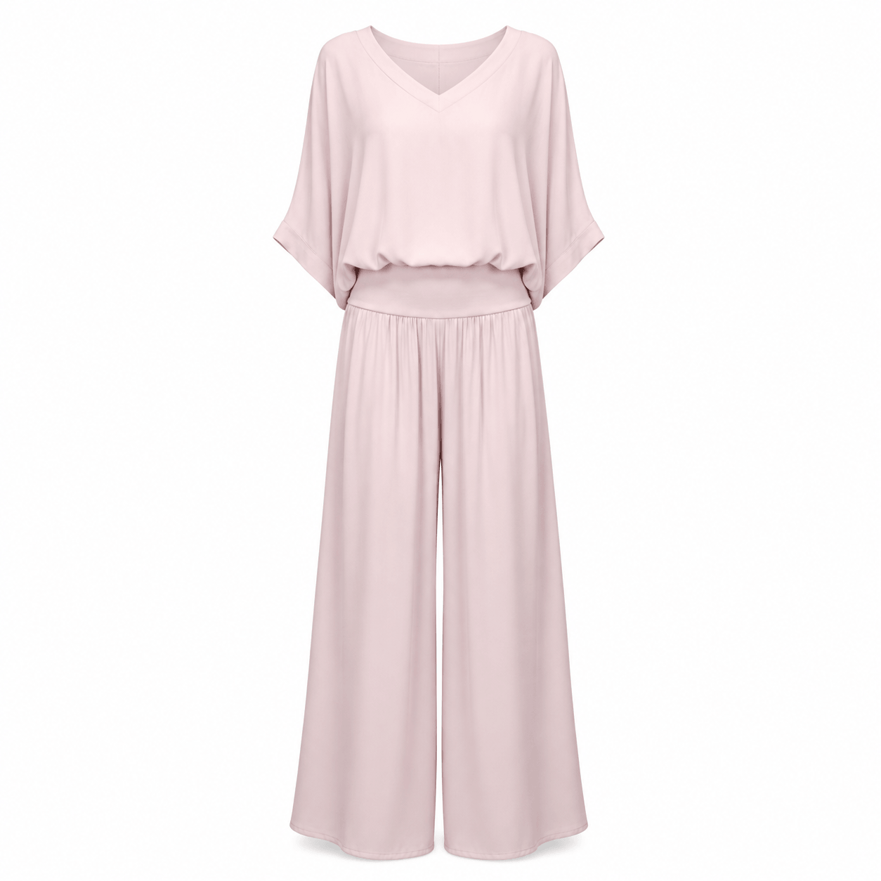 Women’s V-Neck Two Piece Co-Ord Set with Wide Leg Trousers