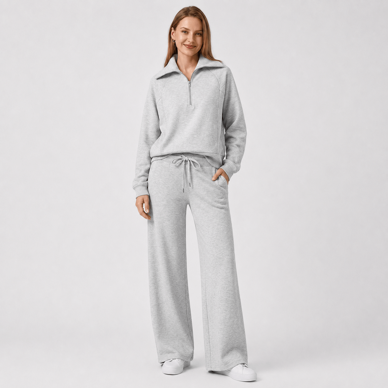 Women’s Half Zip Wide Leg Lounge Set