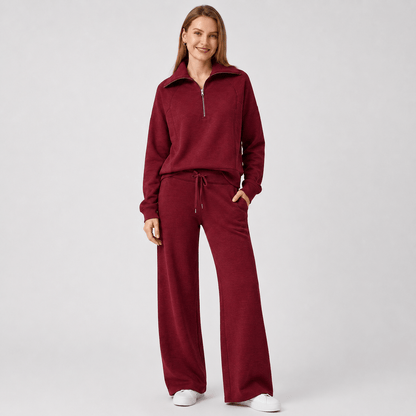 Women’s Half Zip Wide Leg Lounge Set
