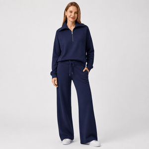 Women’s Half Zip Wide Leg Lounge Set