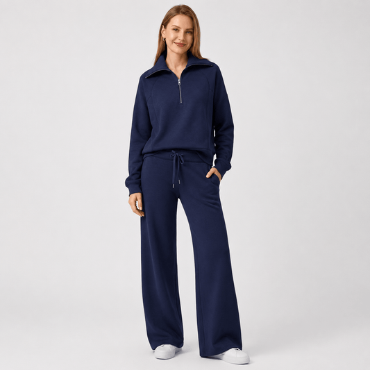 Women’s Half Zip Wide Leg Lounge Set
