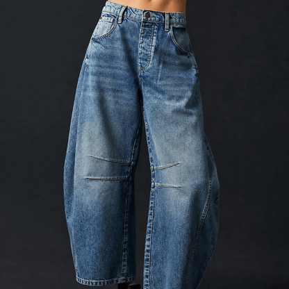Women’s High Waist Barrel Leg Jeans Relaxed Fit Denim