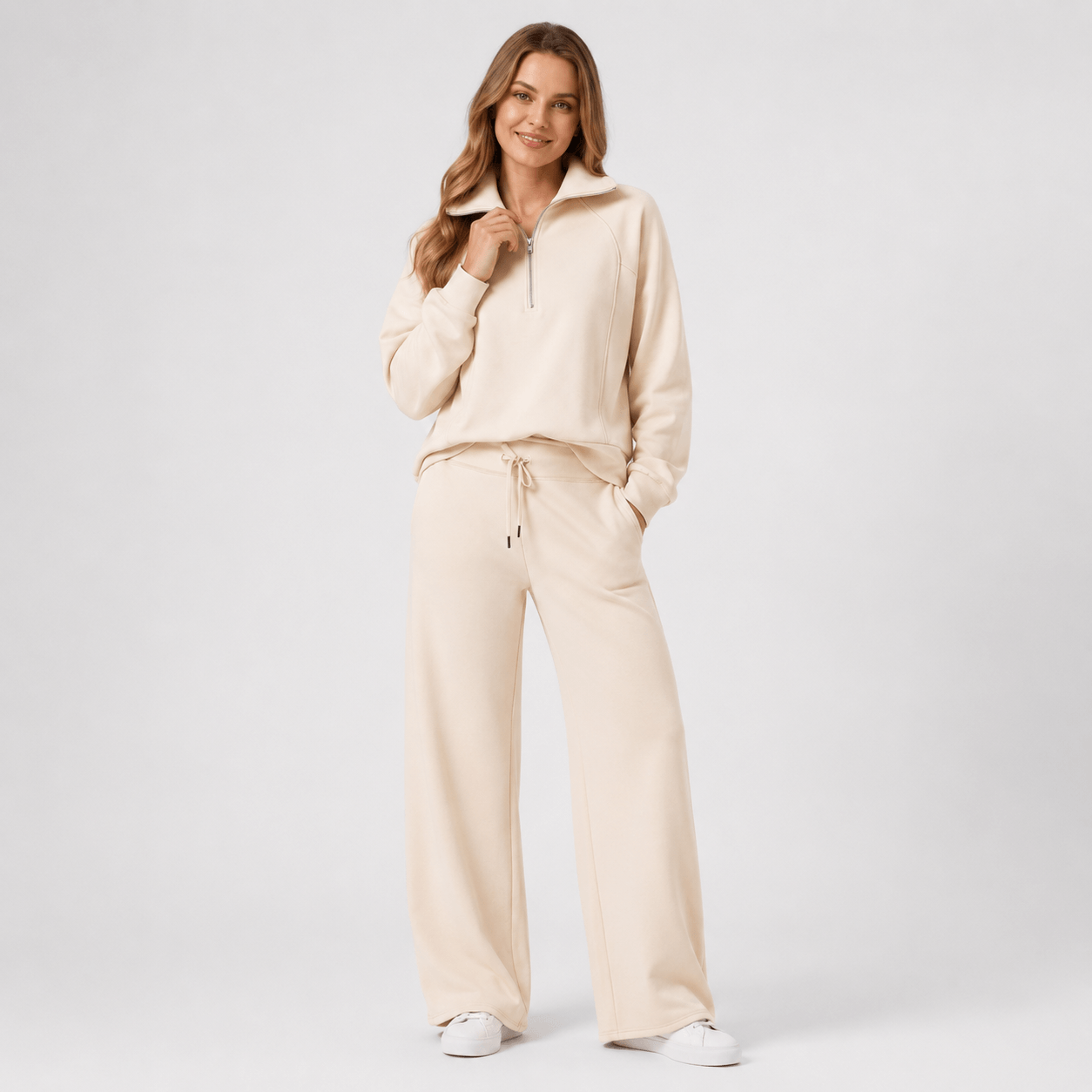 Women’s Half Zip Wide Leg Lounge Set