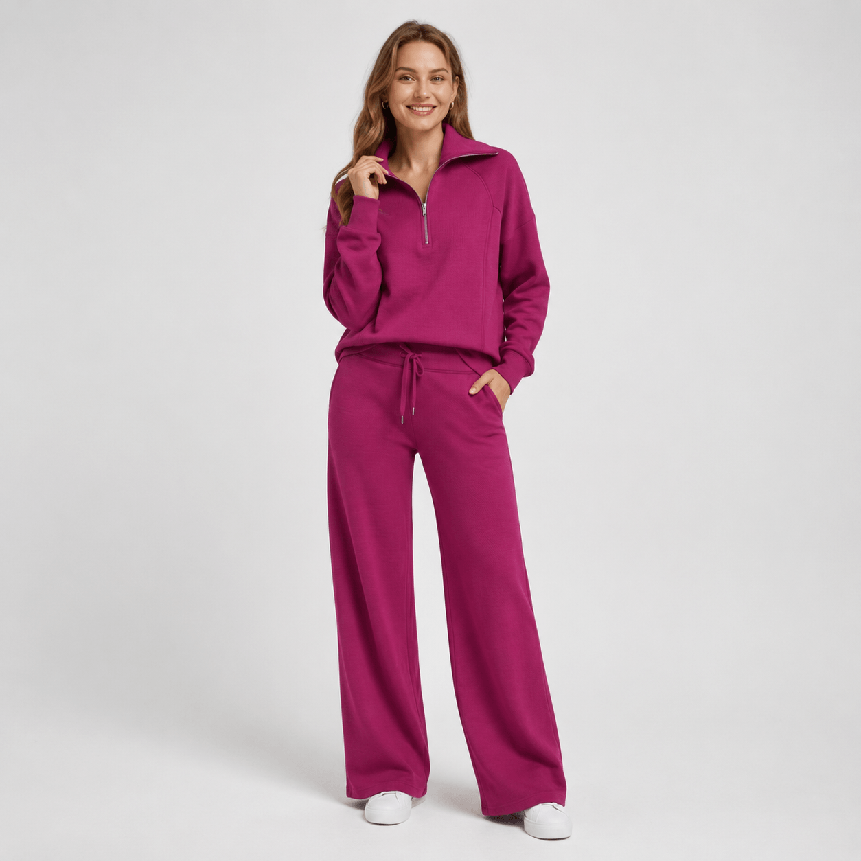 Women’s Half Zip Wide Leg Lounge Set