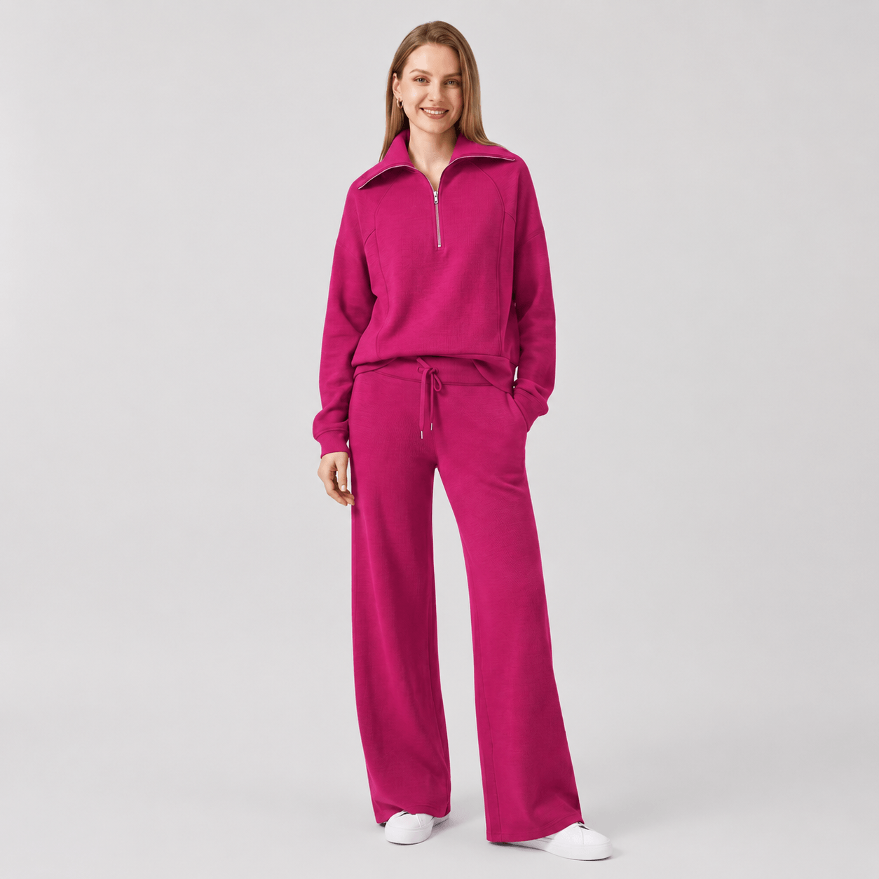 Women’s Half Zip Wide Leg Lounge Set