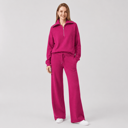 Women’s Half Zip Wide Leg Lounge Set