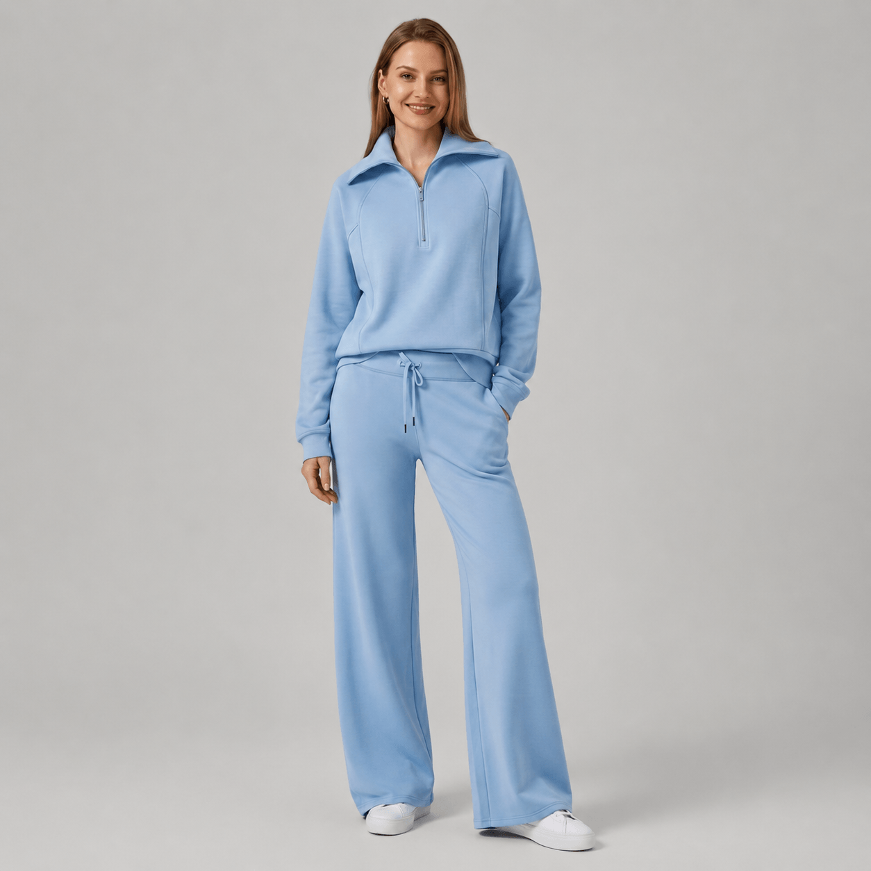 Women’s Half Zip Wide Leg Lounge Set