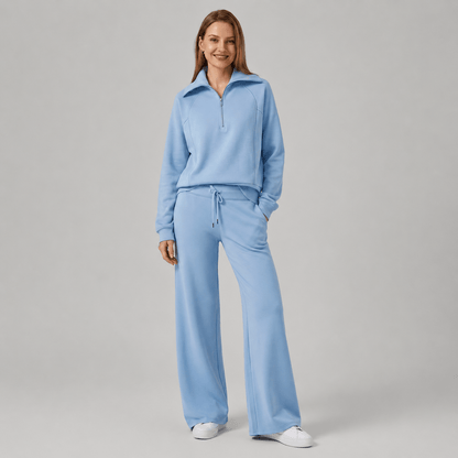 Women’s Half Zip Wide Leg Lounge Set