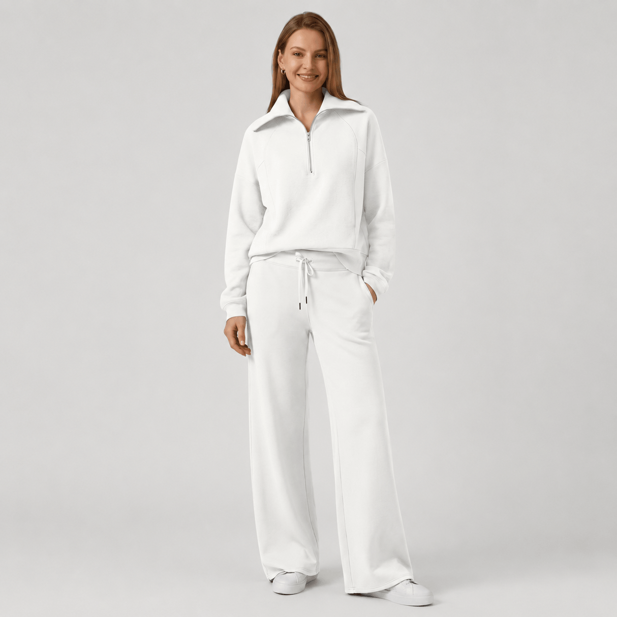 Women’s Half Zip Wide Leg Lounge Set