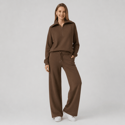 Women’s Half Zip Wide Leg Lounge Set