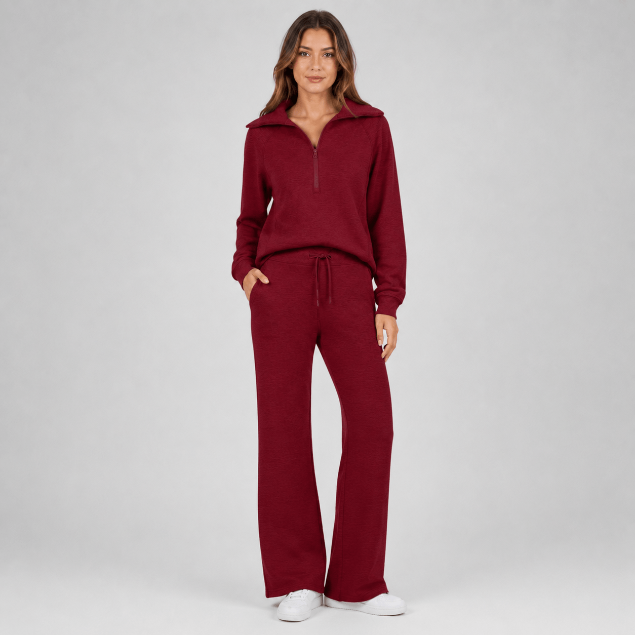Women’s Half Zip Wide Leg Lounge Set