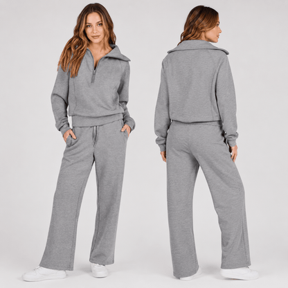 Women’s Half Zip Wide Leg Lounge Set
