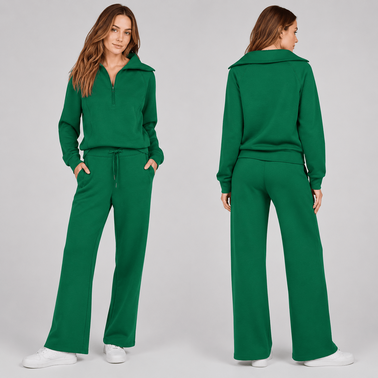 Women’s Half Zip Wide Leg Lounge Set