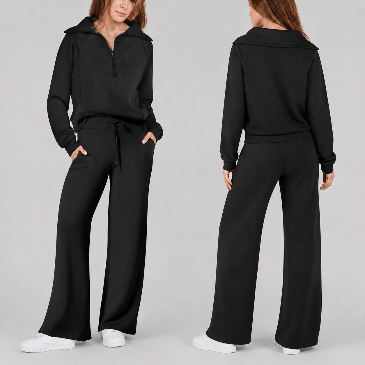 Women’s Half Zip Wide Leg Lounge Set