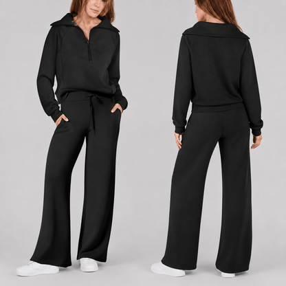 Women’s Half Zip Wide Leg Lounge Set