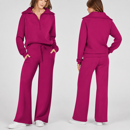 Women’s Half Zip Wide Leg Lounge Set