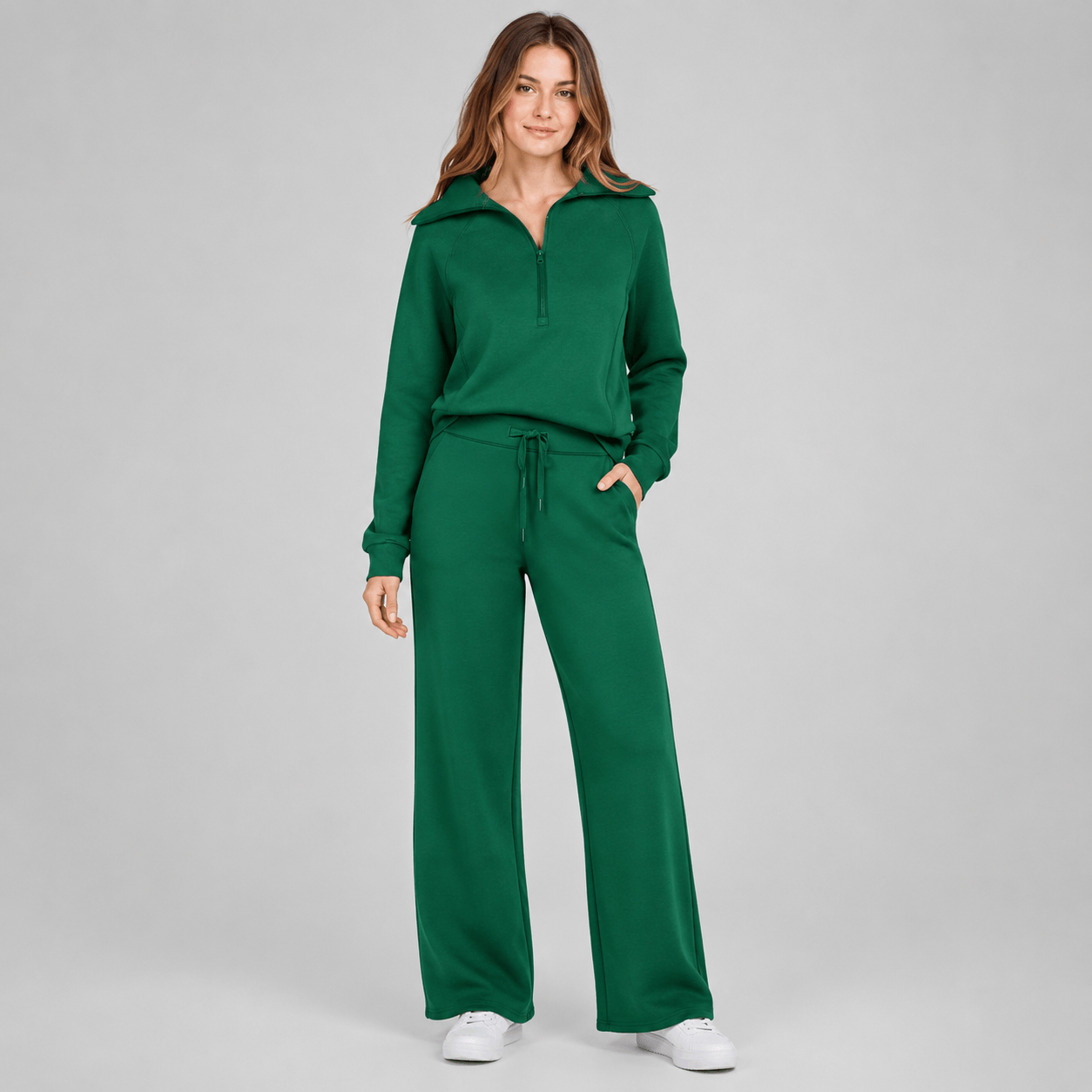 Women’s Half Zip Wide Leg Lounge Set