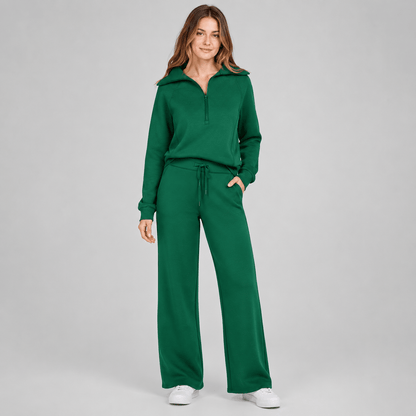 Women’s Half Zip Wide Leg Lounge Set