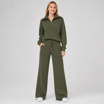 Women’s Half Zip Wide Leg Lounge Set