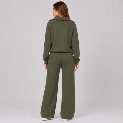 Women’s Half Zip Wide Leg Lounge Set