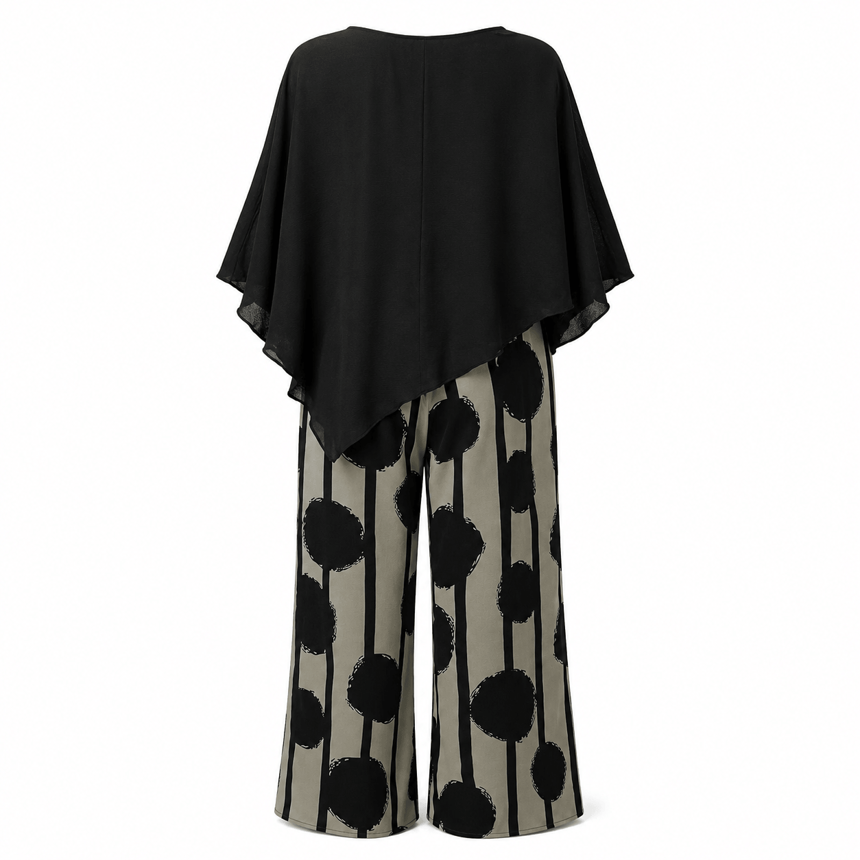 Women’s Two Piece Batwing Top & Printed Wide Leg Trousers Set