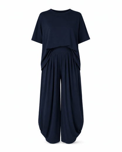 Women’s Two Piece Co-Ord Set Casual Top & Wide Leg Trousers