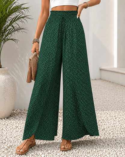 Women’s Printed Drawstring Wide Leg Trousers