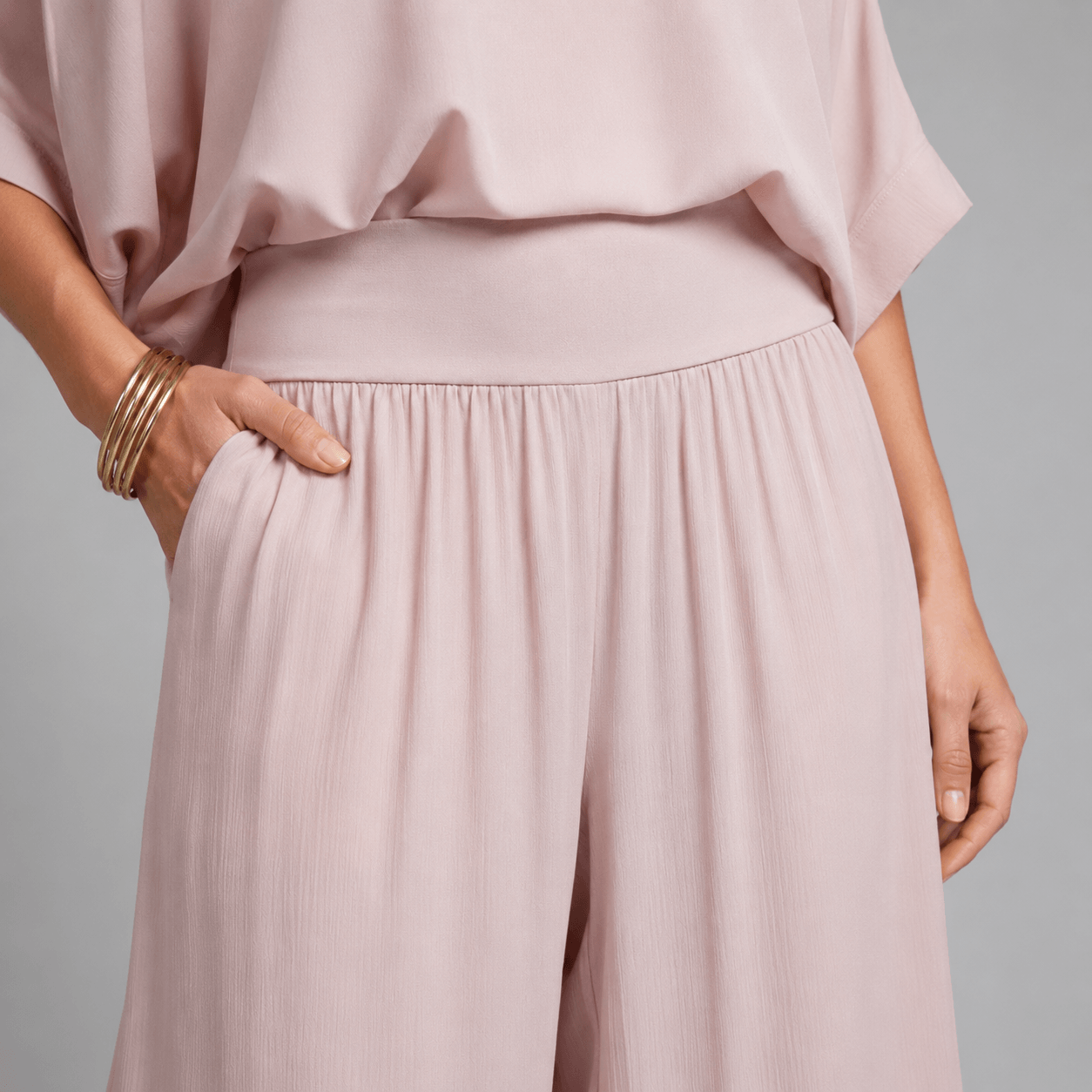 Women’s V-Neck Two Piece Co-Ord Set with Wide Leg Trousers