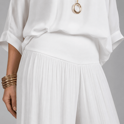 Women’s V-Neck Two Piece Co-Ord Set with Wide Leg Trousers
