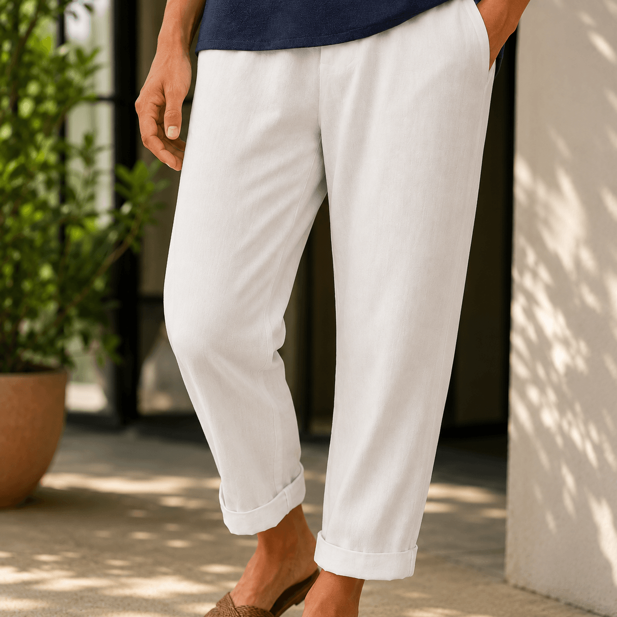 Women’s Lightweight Cropped Straight Leg Summer Trousers