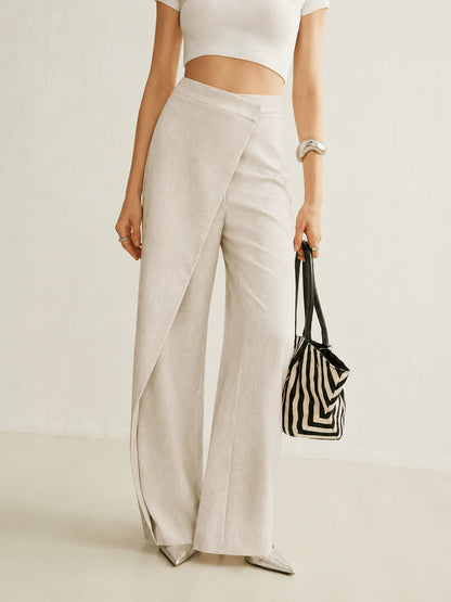 Women’s High Waist Asymmetric Wrap Wide Leg Trousers