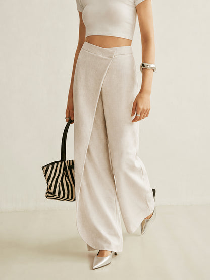 Women’s High Waist Asymmetric Wrap Wide Leg Trousers